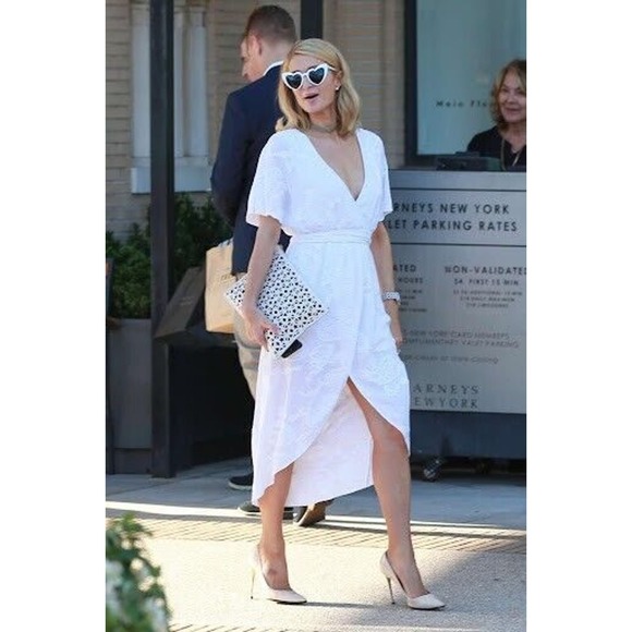 Alice + Olivia Clarine White Wrap Midi Dress V Neck Belt Flutter Sleeve … - Picture 10 of 10